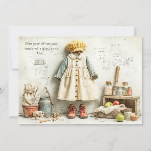 Little Chef Girl - 1st Birthday Cooking Fun Kaart