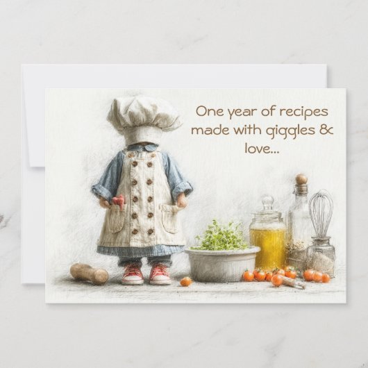 Little Chef Girl - 1st Birthday Cooking Fun Kaart (Voorkant)