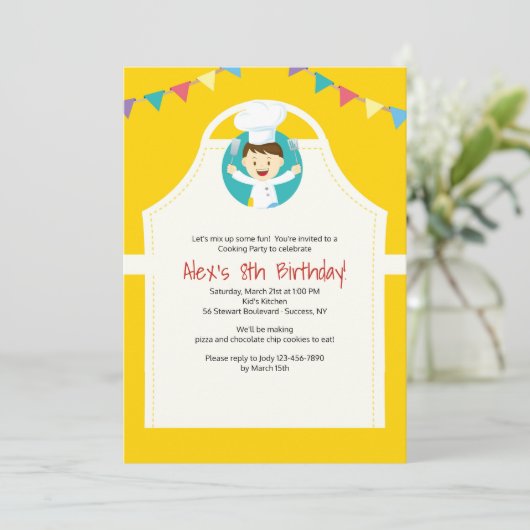 Little Chef Invitation Kaart (Staand voorkant)