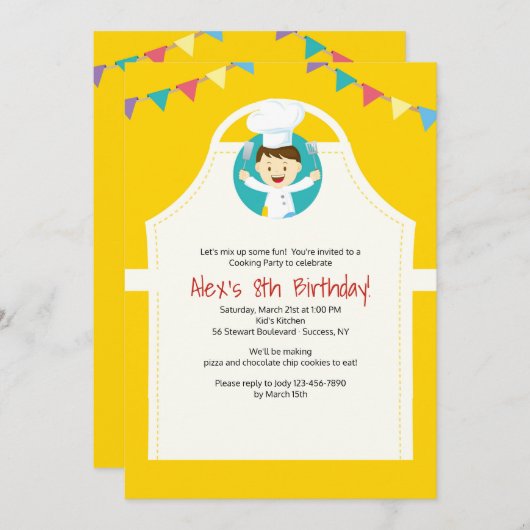 Little Chef Invitation Kaart (Voorkant / Achterkant)