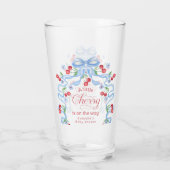 Little Cherry Blue Bow Baby shower Glas (Achterkant)