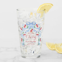 Little Cherry Blue Bow Baby shower Glas