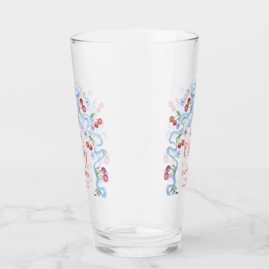 Little Cherry Blue Bow Baby shower Glas (Rechts)