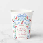 Little Cherry Blue Bow Baby shower Papieren Bekers (Achterkant)