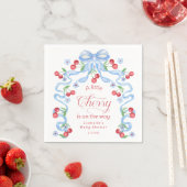 Little Cherry Boy Blue Bow Coquette Baby shower Servet (Insitu)