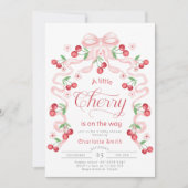 Little Cherry Girl roze strik Baby shower Kaart (Voorkant)