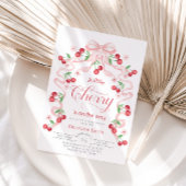 Little Cherry Girl roze strik Baby shower Kaart