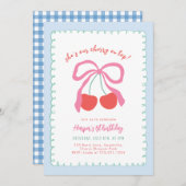 Little Cherry op de uitnodiging voor de verjaardag (Voorkant / Achterkant)
