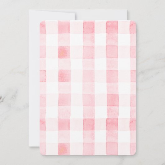 Little Cherry op Top Ribbon Gingham 1e verjaardag Kaart (Achterkant)