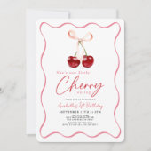 Little Cherry op Top Ribbon Gingham 1e verjaardag Kaart (Voorkant)