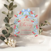 Little Cherry op weg naar Blue Bow Boy baby shower Acryl Uitnodigingen