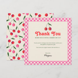 Little Cherry Retro Baby shower Bedankkaart