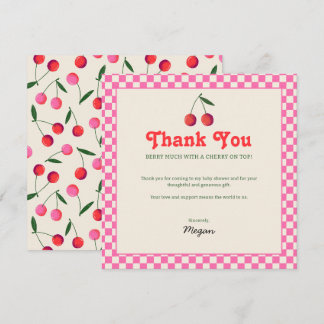 Little Cherry Retro Baby shower Bedankkaart