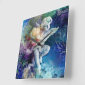 Little Cherub in Blue Vierkante Klok (Hoek)