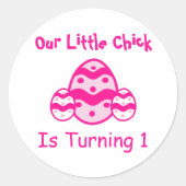 Little Chick 1st Birthday Ronde Sticker (Voorkant)