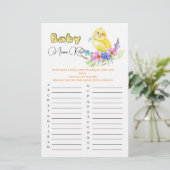 Little Chick Baby shower Baby Name Race Game (Staand voorkant)