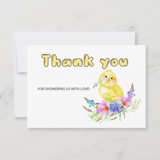 Little Chick baby shower bedankt je kaart (Voorkant)
