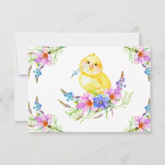 Little Chick baby shower bedankt je kaart (Achterkant)