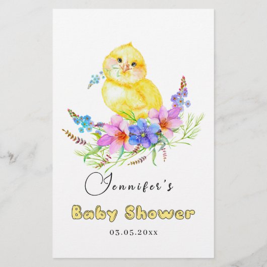 Little Chick Baby shower Bingo (Achterkant)
