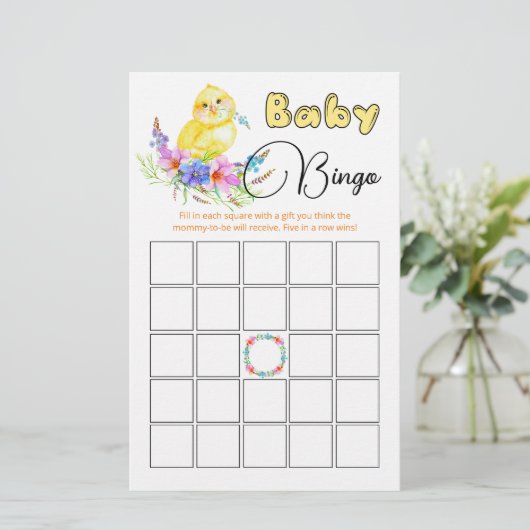 Little Chick Baby shower Bingo (Staand voorkant)