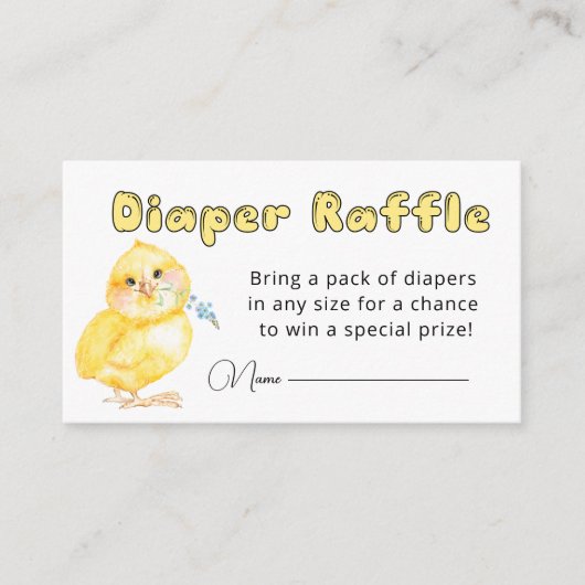 Little Chick Baby shower Diaper Raffle Informatiekaartje (Voorkant)