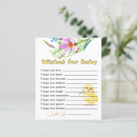 Little Chick Baby shower Wishes for Baby Kaart (Staand voorkant)