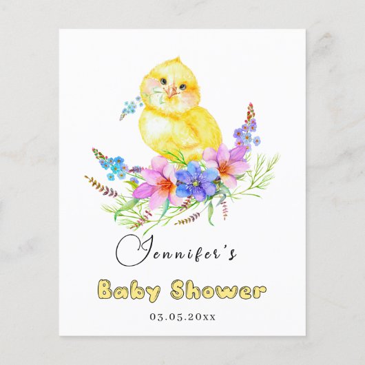 Little Chick Baby shower Wishes for Baby Kaart (Achterkant)