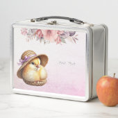 Little Chick Blue Pink Blue Ribbon Metal Lunch Box (In situ)
