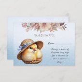 Little Chick Blue Ribbon Baby shower Informatiekaartje (Voorkant / Achterkant)