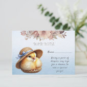 Little Chick Blue Ribbon Baby shower Informatiekaartje (Staand voorkant)