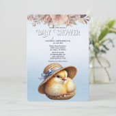 Little Chick Blue Ribbon Baby shower Uitnodiging (Staand voorkant)