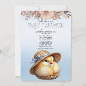 Little Chick Blue Ribbon Baby shower Uitnodiging (Voorkant)