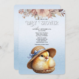 Little Chick Blue Ribbon Baby shower Uitnodiging