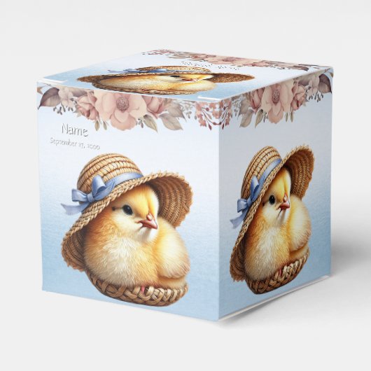 Little Chick Blue Ribbon Favoriete Box Bedankdoosjes (Voorkant Zijde)