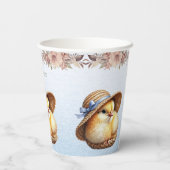 Little Chick Blue Ribbon Papier Kopjes Papieren Bekers (Achterkant)