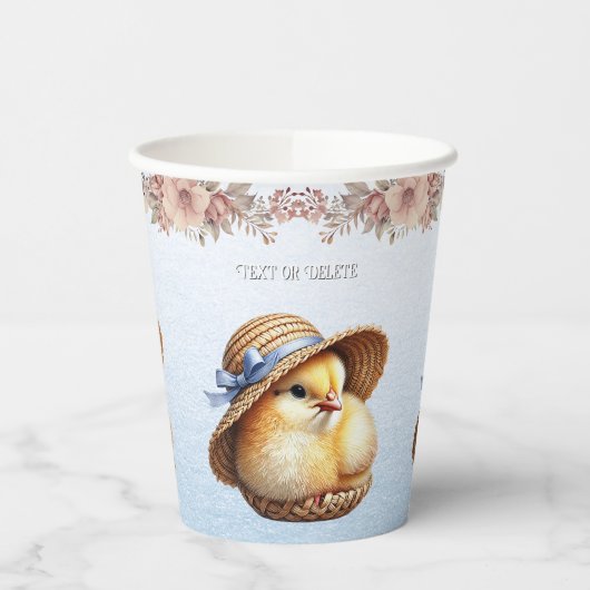 Little Chick Blue Ribbon Papier Kopjes Papieren Bekers (Links)