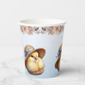 Little Chick Blue Ribbon Papier Kopjes Papieren Bekers (Voorkant)