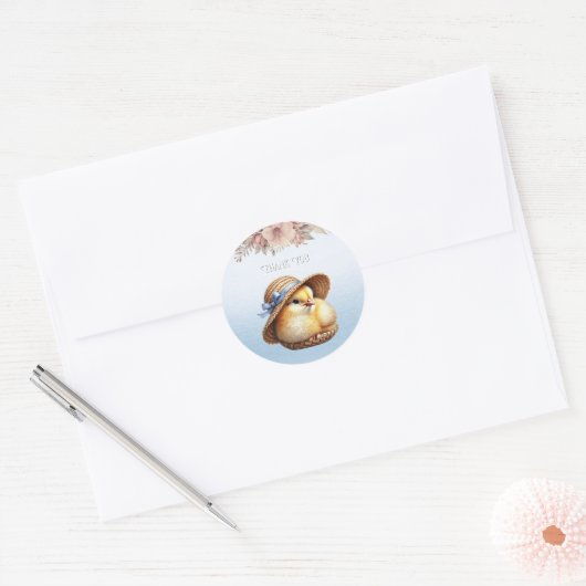 Little Chick Blue Ribbon Sticker (Envelop)