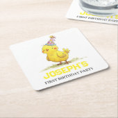 Little Chick Boerderij Birthday Chicken Kartonnen Onderzetters (Schuin)