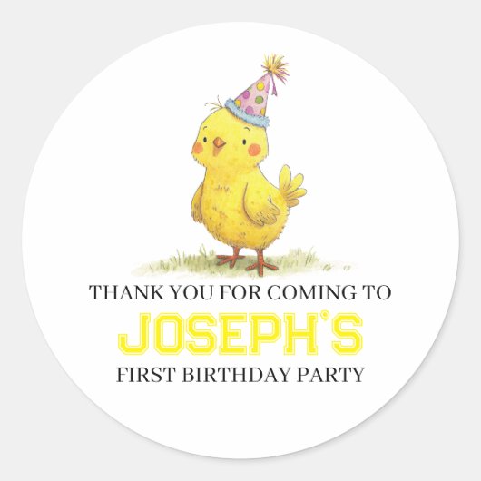 Little Chick Boerderij Birthday Chicken Ronde Sticker (Voorkant)