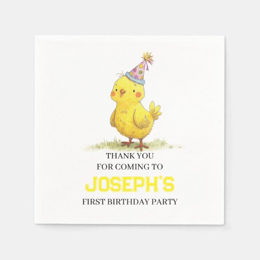 Little Chick Boerderij Birthday Chicken Servet (Voorkant)