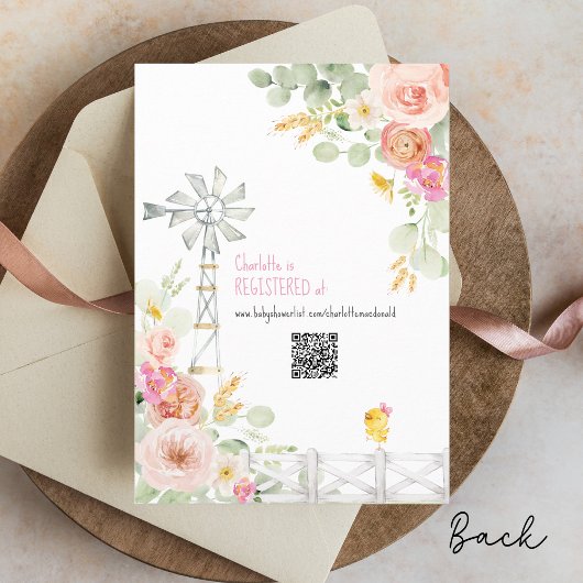 Little Chick Boerderij Girl Barnyard Floral Baby s Kaart