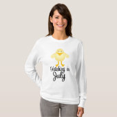 Little Chick Due in Juli Moederschap T-shirt (Voorkant volledig)