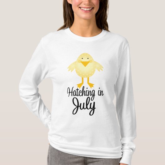 Little Chick Due in Juli Moederschap T-shirt (Voorkant)
