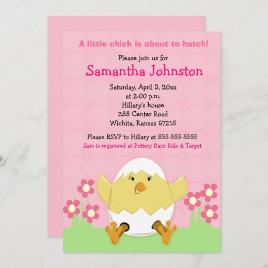 Little Chick Easter Baby shower Invitation Kaart (Voorkant / Achterkant)