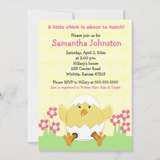 Little Chick Easter Baby shower Invitation Kaart (Voorkant)