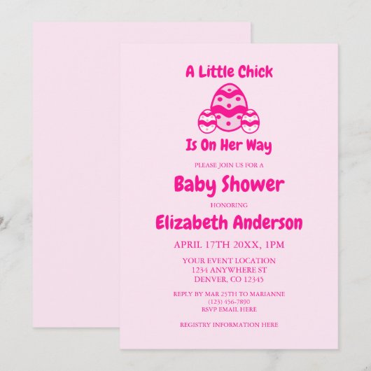 Little Chick Easter Baby shower Kaart (Voorkant / Achterkant)