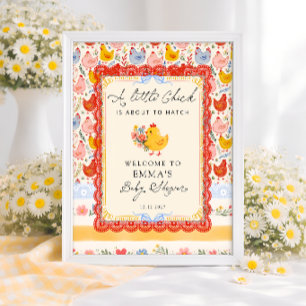 Little Chick Farm Kippe Meisje Baby Shower Welkom Poster