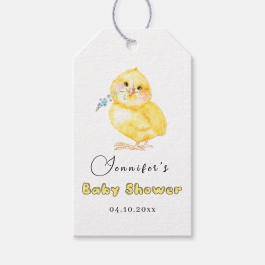 Little Chick Floral Baby shower Cadeaulabel (Voorkant)
