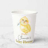 Little Chick Floral Baby shower Papieren Bekers (Achterkant)